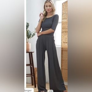 Ribbed Wide Leg Pant Set
